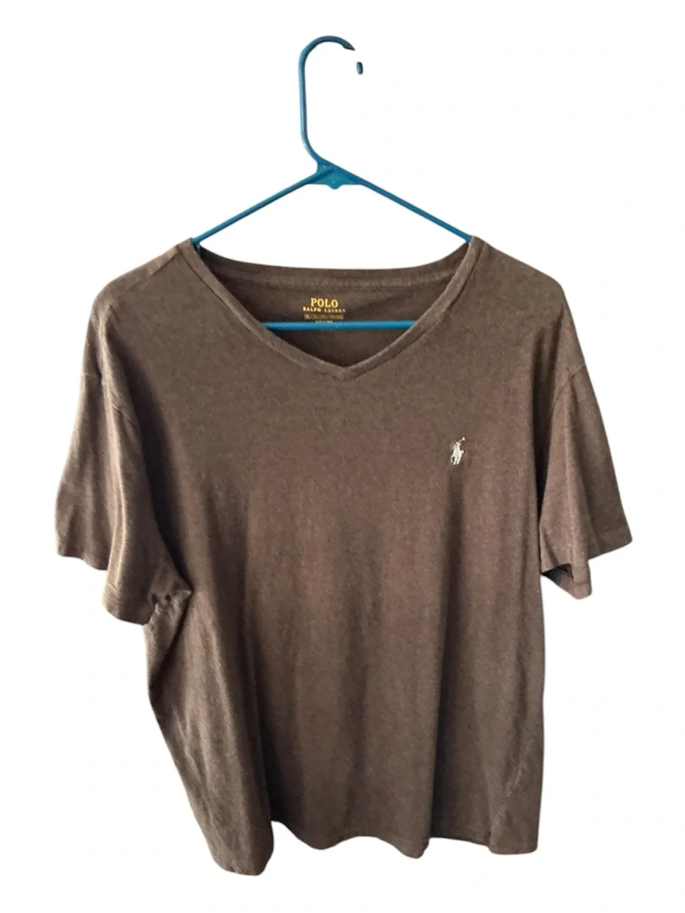 Polo by Ralph Lauren Brown V-Neck Tee with Logo